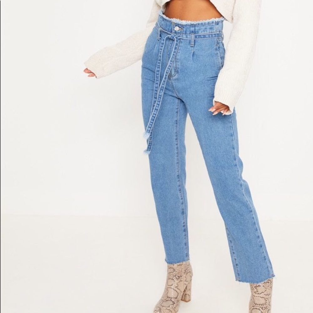 Light Wash Paperbag Jeans